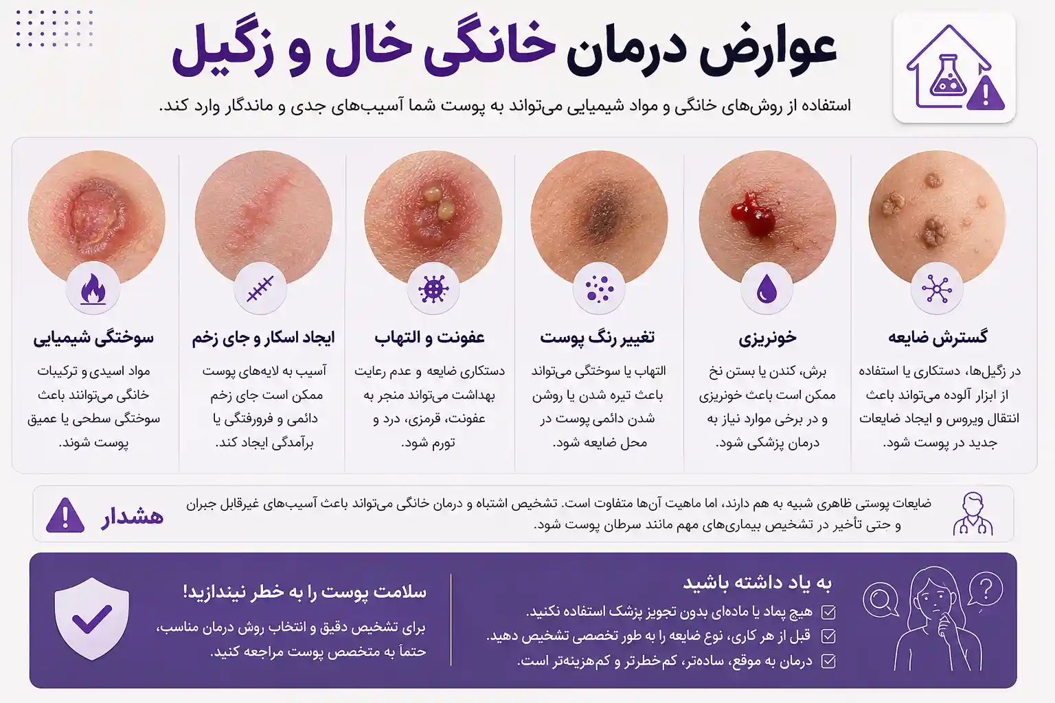 عوارض درمان خانگی خال و زگیل
